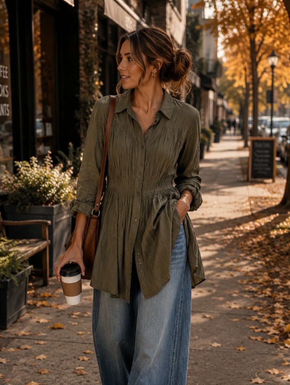 Anthropologie Army Green Button Down
